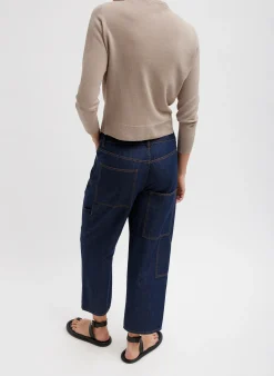 Summer Denim Cropped Slouchy Cargo Jean-Tibi Sale