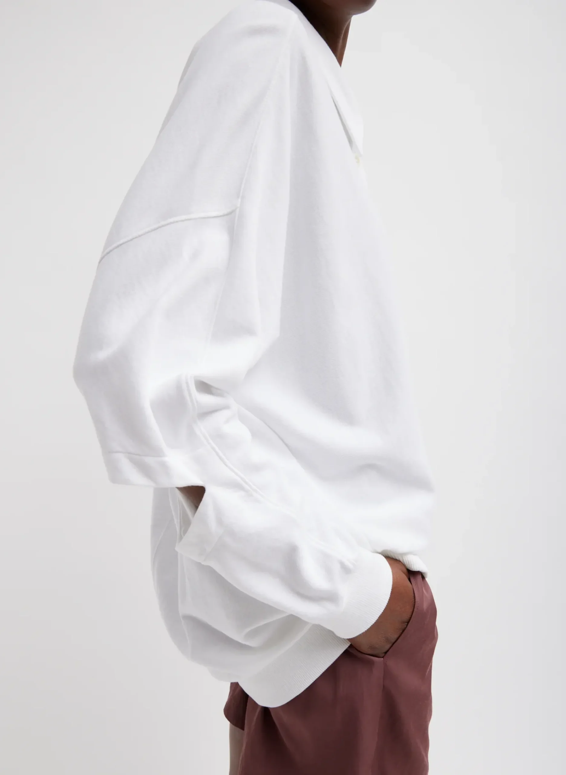 Summer Sweatshirting Polo Collar Sweatshirt-Tibi Fashion