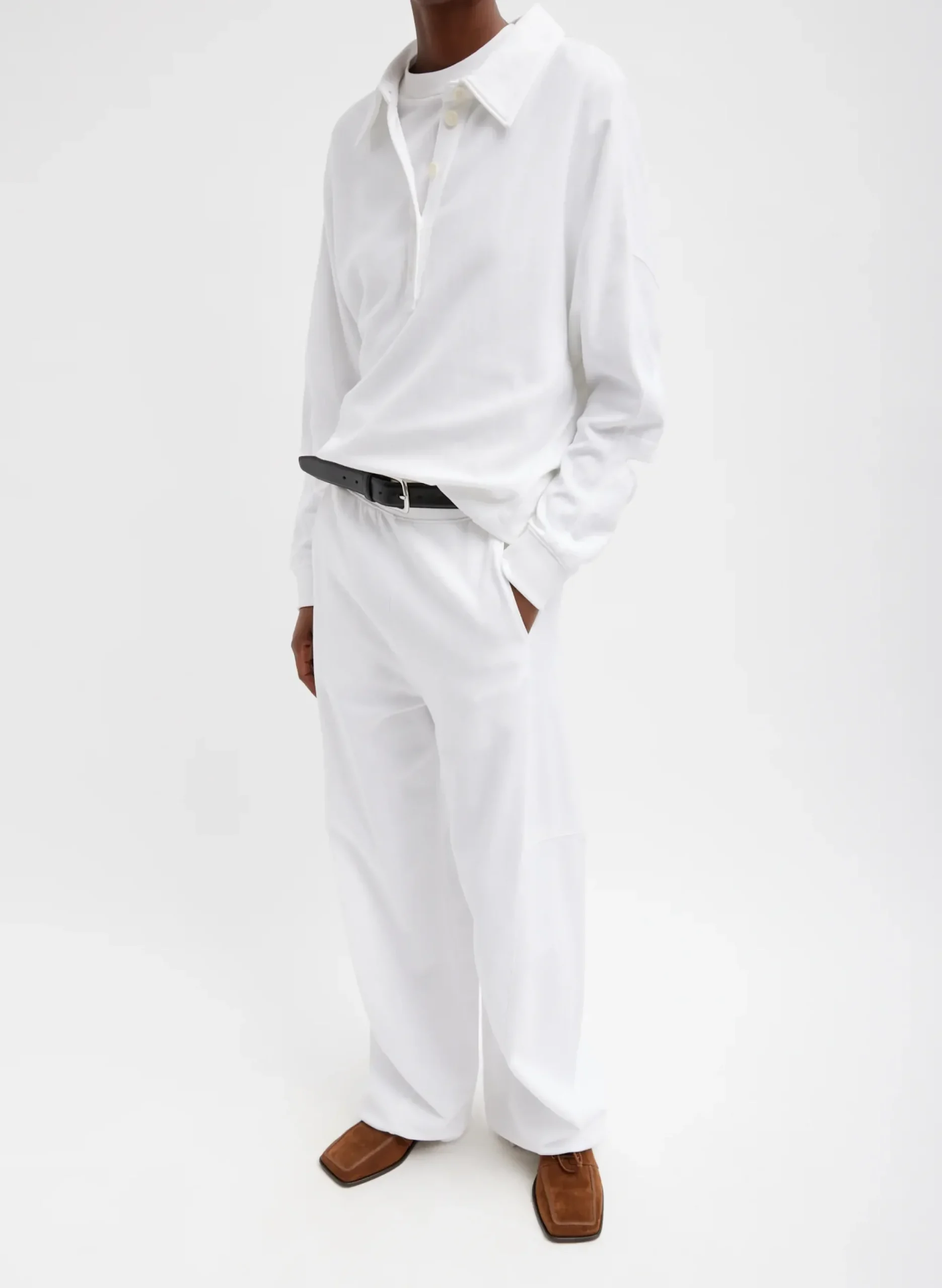 Summer Sweatshirting Polo Collar Sweatshirt-Tibi Fashion
