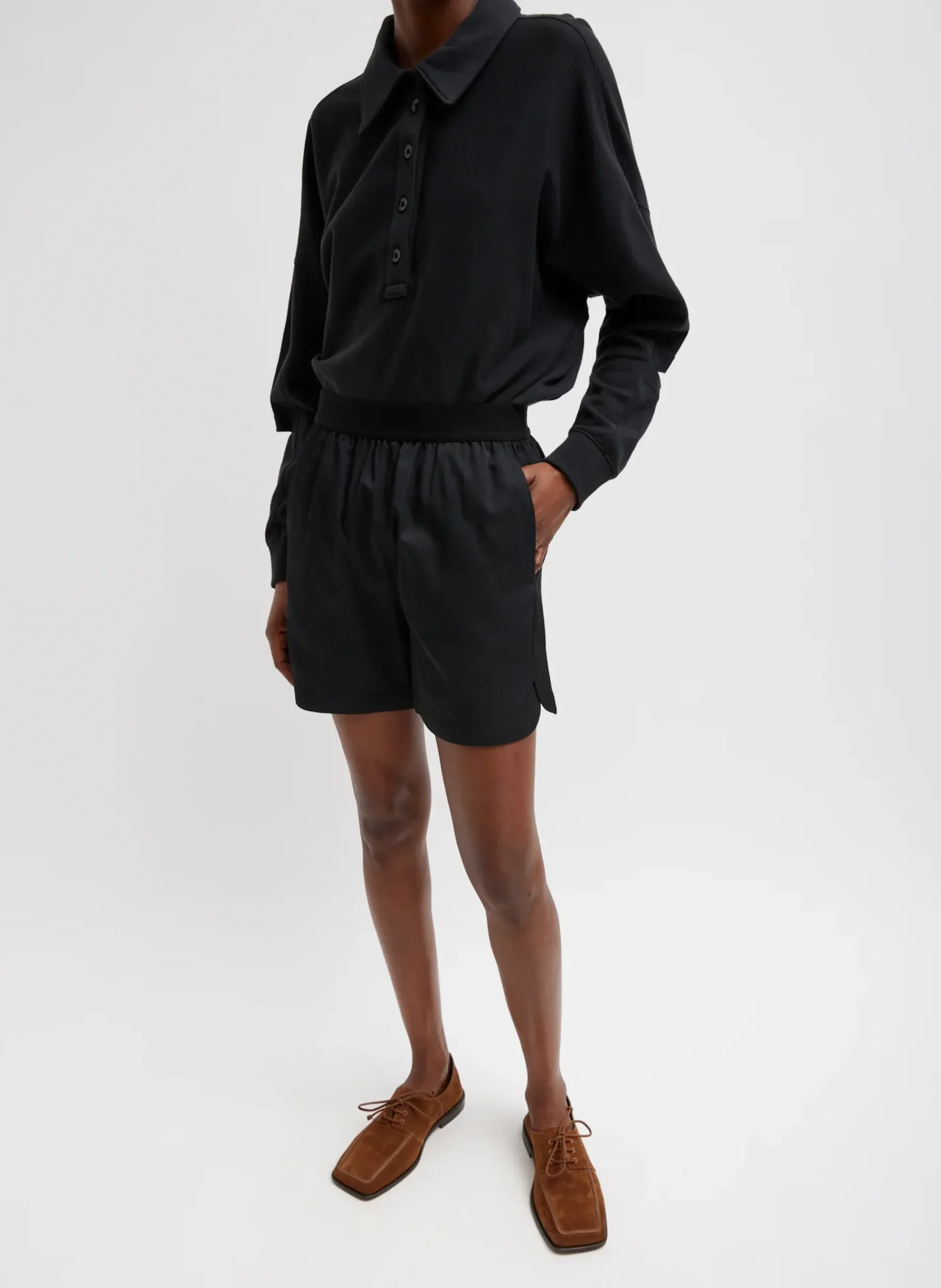 Summer Sweatshirting Polo Collar Sweatshirt-Tibi Clearance