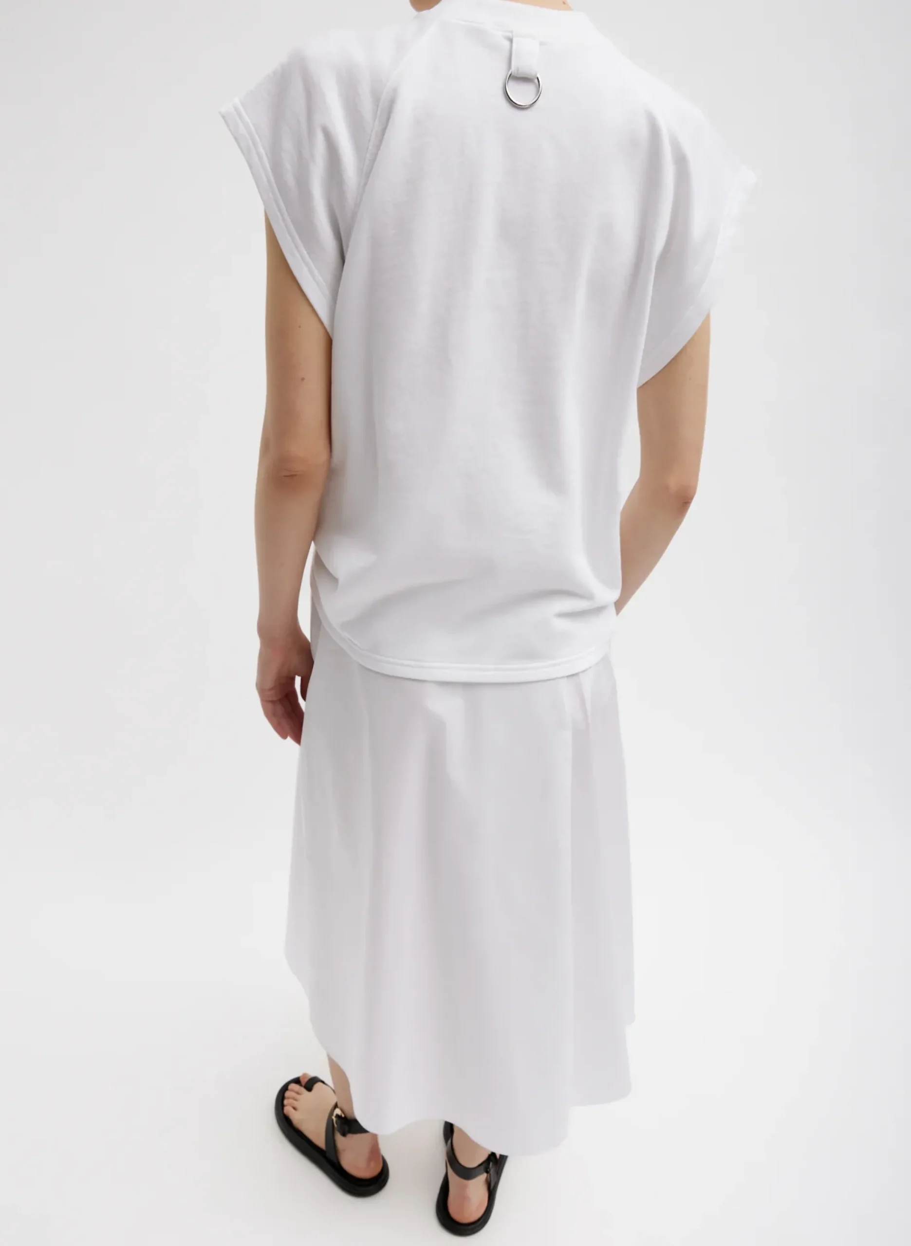 Summer Sweatshirting Sleeveless Easy Top-Tibi Clearance