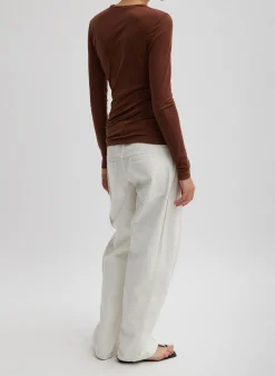 Tencel Knit Twisted Seam Long Sleeve T-Shirt-Tibi New