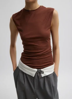 Tencel Knit Twisted Seam Tank-Tibi New