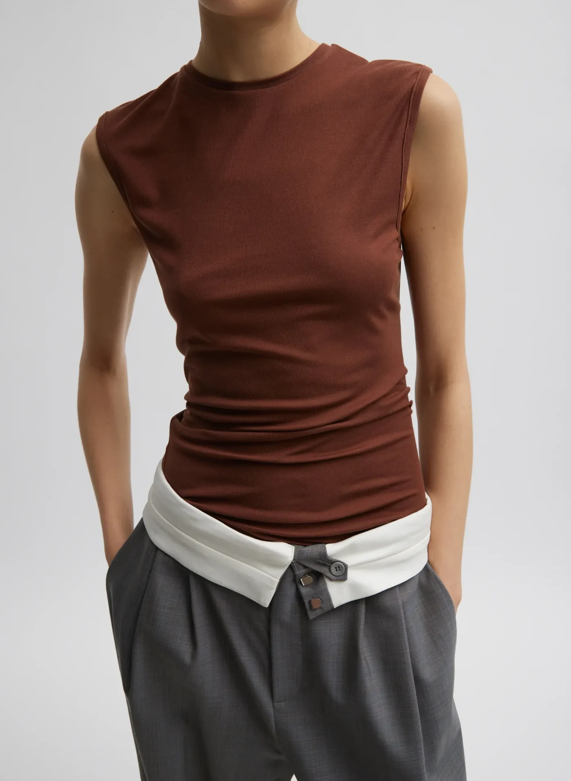 Tencel Knit Twisted Seam Tank-Tibi New