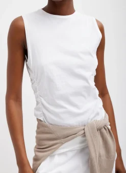 T-Shirting Shirred Crewneck Top-Tibi Hot
