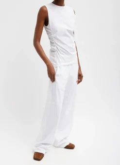 T-Shirting Shirred Crewneck Top-Tibi Hot