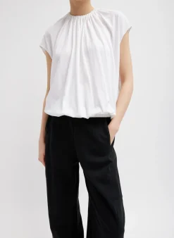 T-Shirting Shirred Neck Circular Top-Tibi Hot