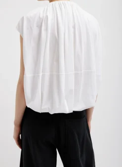 T-Shirting Shirred Neck Circular Top-Tibi Hot