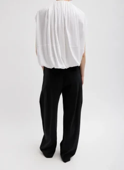 T-Shirting Shirred Neck Circular Top-Tibi Hot