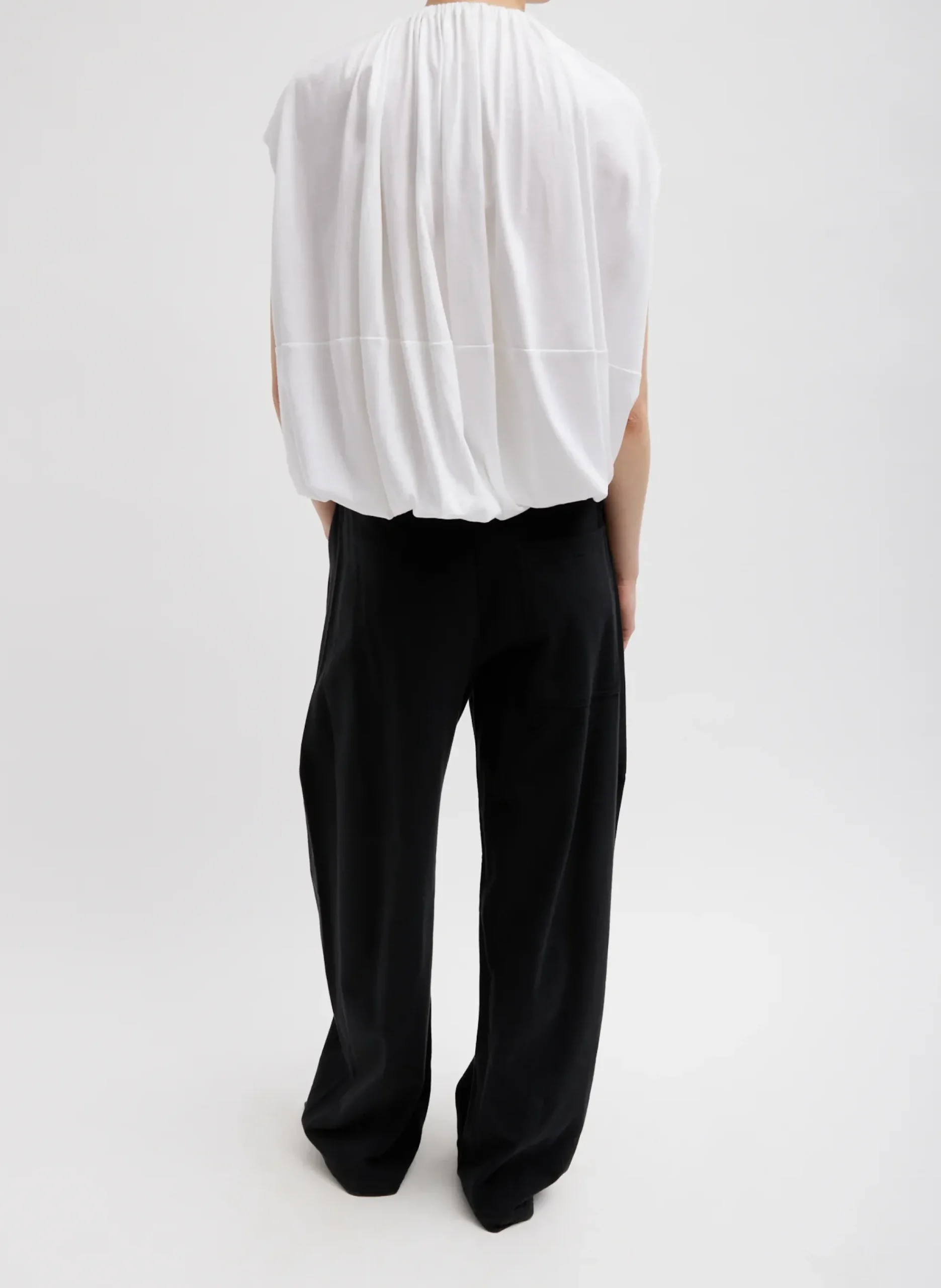 T-Shirting Shirred Neck Circular Top-Tibi Hot